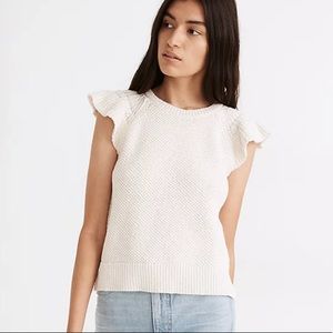 Madewell Flutter-Sleeve Plus Size XXL Tan Sweater Tank 100% cotton